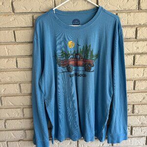 Life Is Good Crusher Men’s Blue Long Sleeve Truck T Shirt Large